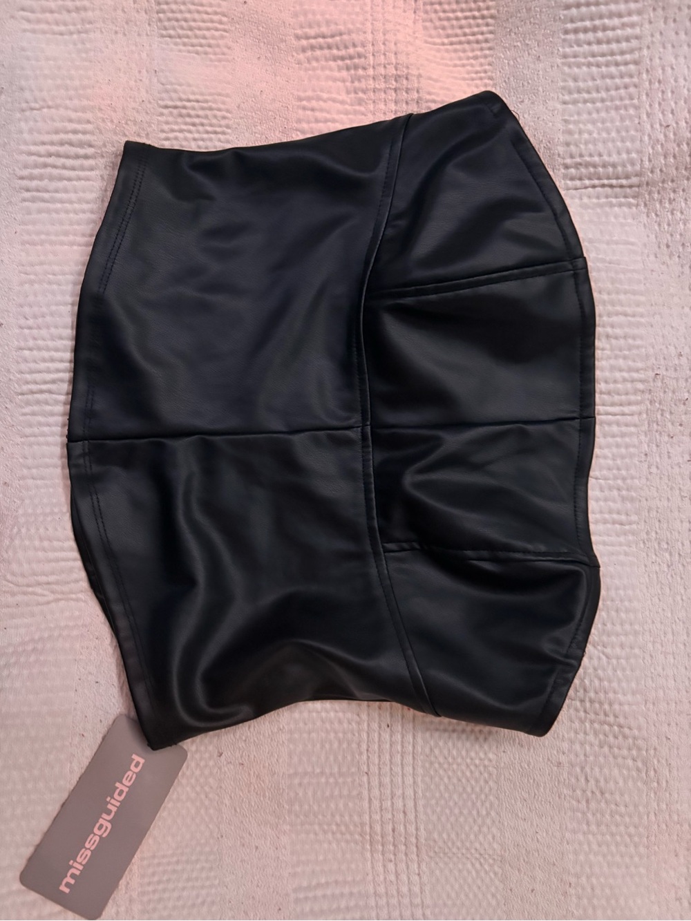 Missguided Black Faux Leather tube top